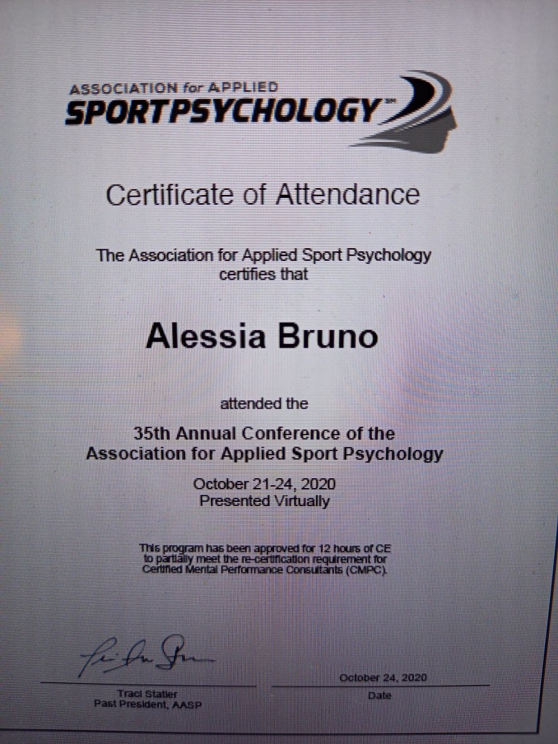 2020, Convegno Americano di Psicologia dello sport Applicata AASP